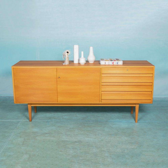 Image 1 of Vintage gerenoveerd blond dressoir, Midcentury sideboard