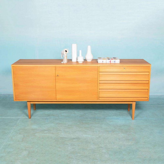 Image 1 of Vintage gerenoveerd blond dressoir, Midcentury sideboard