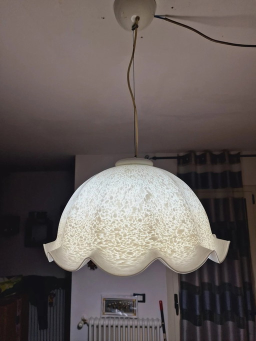 Plafond hanglamp, Mid Century Modern, Art Deco, Carlo Nason, Murano glas, Chroom, Uniek