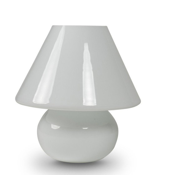 Image 1 of Paar vintage lampen in wit opaline van Paolo Venini, 1990