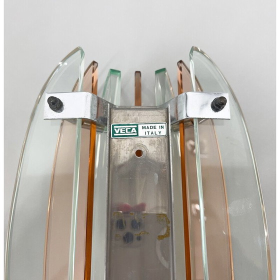 Image 1 of Paar vintage wandlampen van Murano glas en chroom van Veca, Italië