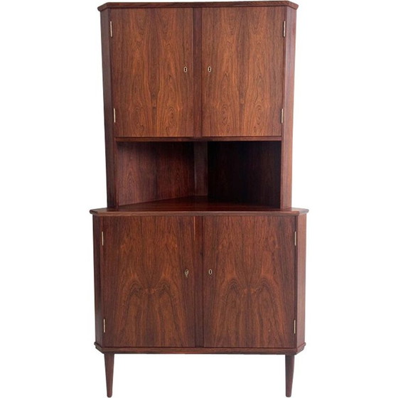 Image 1 of Vintage palissander hoekkast van Carlo Jensen voor Hundevad, Denemarken 1950