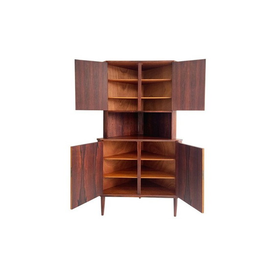Image 1 of Vintage palissander hoekkast van Carlo Jensen voor Hundevad, Denemarken 1950