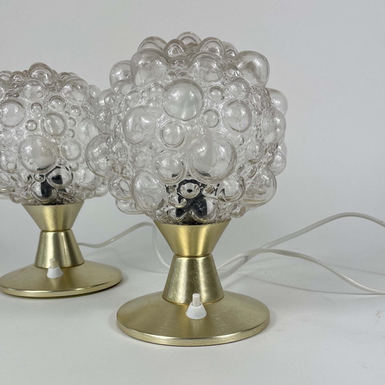 Image 1 of Bubbelglas & Aluminium Tafellampen, Set van 2, Duitsland 1960