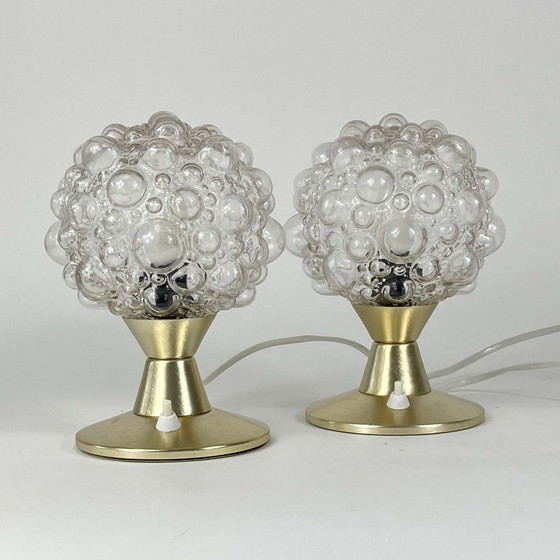 Image 1 of Bubbelglas & Aluminium Tafellampen, Set van 2, Duitsland 1960