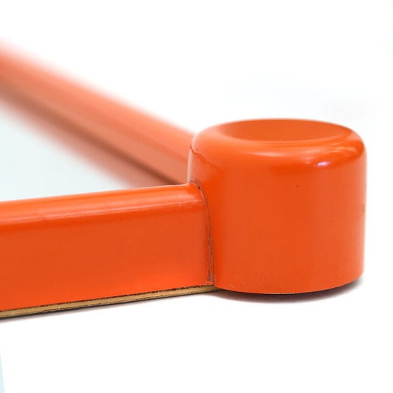 Image 1 of Vintage spiegel met oranje geschilderde houten lijst, jaren 1960