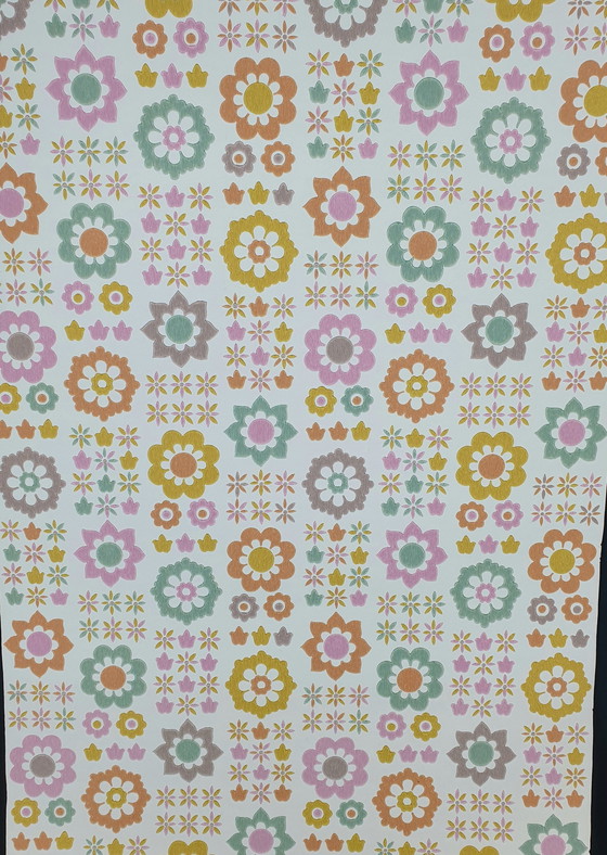 Image 1 of 7761 Vintage Pastel Retro Jaren 70 Bloemen Behang