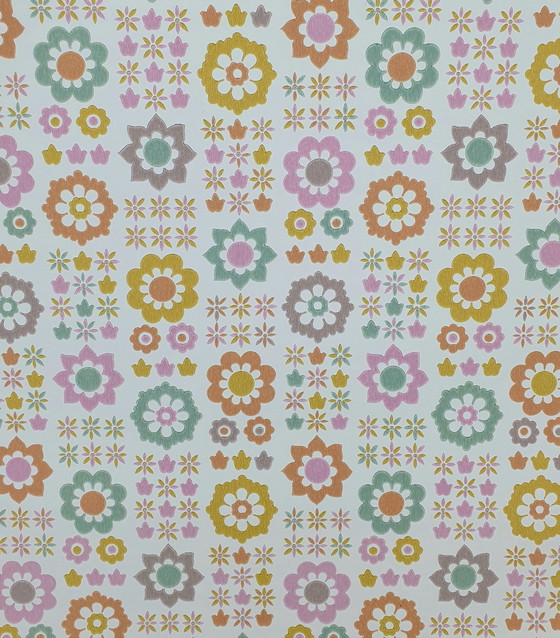 Image 1 of 7761 Vintage Pastel Retro Jaren 70 Bloemen Behang