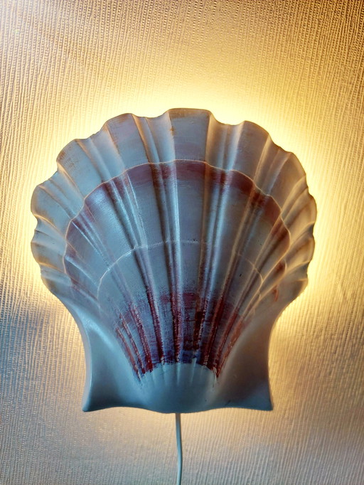 Vintage Keramieken Schelp Wandlamp