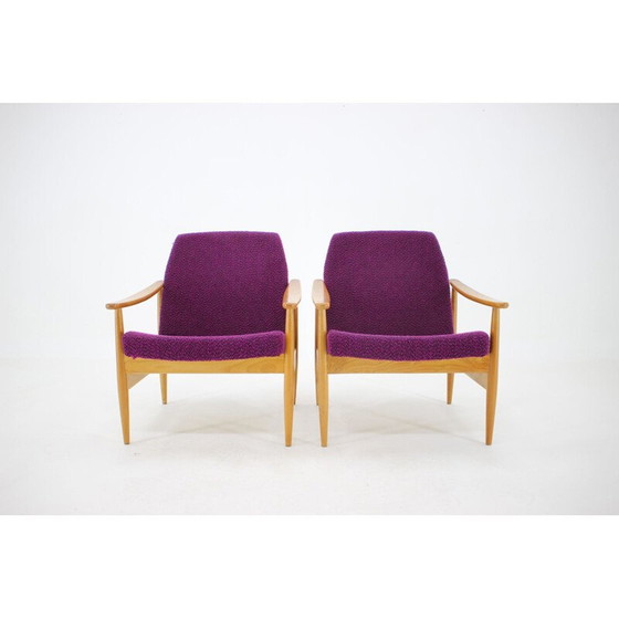 Image 1 of Paar paarse vintage fauteuils, Tsjecho-Slowakije 1960
