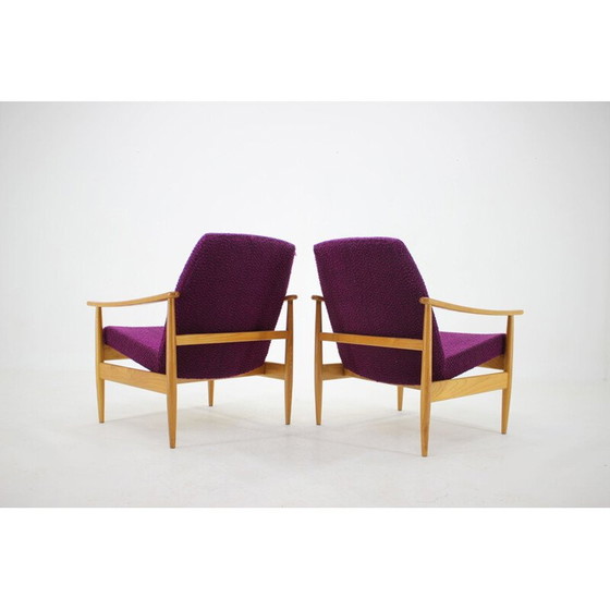 Image 1 of Paar paarse vintage fauteuils, Tsjecho-Slowakije 1960