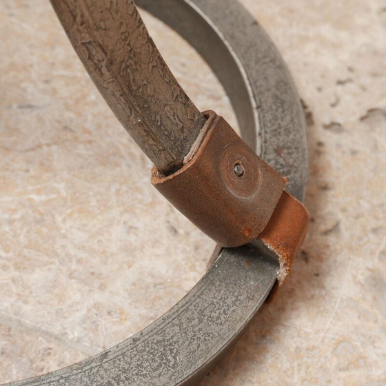 Image 1 of Mid century leder en ijzeren vloerlamp door Jean-Pierre Ryckaert, Frankrijk 1950