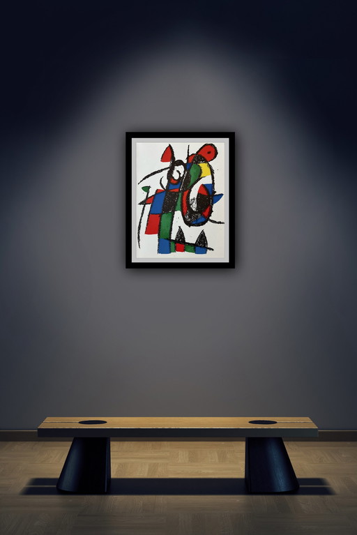 Joan Miro: “Lithograph Ii, 1975”. Originele Kleurenlithografie, Signering Op De Achterkant.