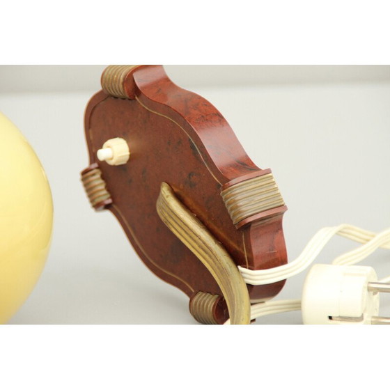 Image 1 of Vintage Art Deco tafellamp in bakeliet, messing, karton en opaalglas, Duitsland jaren 1930