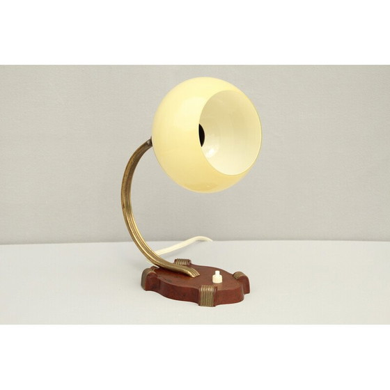 Image 1 of Vintage Art Deco tafellamp in bakeliet, messing, karton en opaalglas, Duitsland jaren 1930