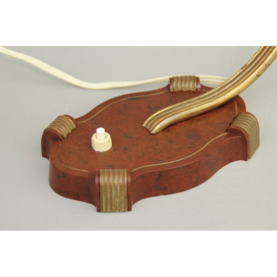 Image 1 of Vintage Art Deco tafellamp in bakeliet, messing, karton en opaalglas, Duitsland jaren 1930