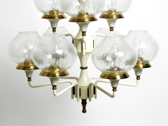 Image 1 of Prachtige messing glazen tulpen plafondlamp uit 1960 van Hans Agne Jakobsson