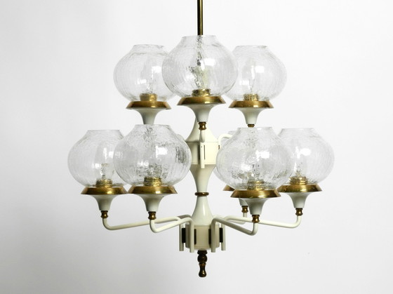 Image 1 of Prachtige messing glazen tulpen plafondlamp uit 1960 van Hans Agne Jakobsson