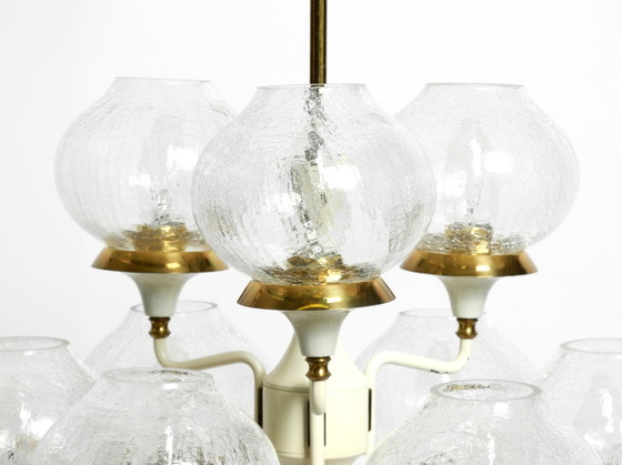 Image 1 of Prachtige messing glazen tulpen plafondlamp uit 1960 van Hans Agne Jakobsson