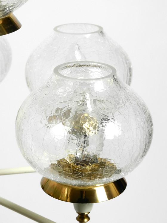 Image 1 of Prachtige messing glazen tulpen plafondlamp uit 1960 van Hans Agne Jakobsson