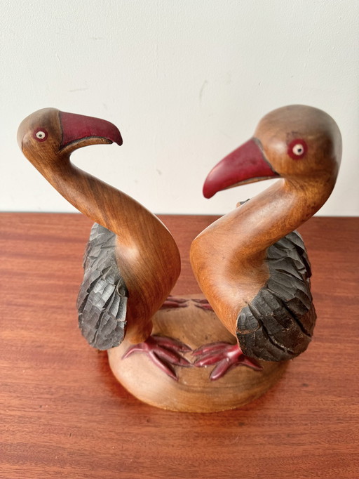 Klein houten Afrikaans vogelsculptuur