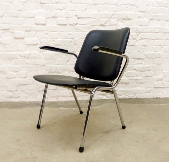 Image 1 of 2x Gebr. de Wit Chroom en Zwart Kunstleren fauteuils