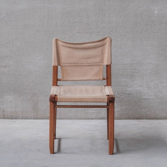 Image 1 of Set van 6 vintage stoelen van hout en stof, Italië 1970