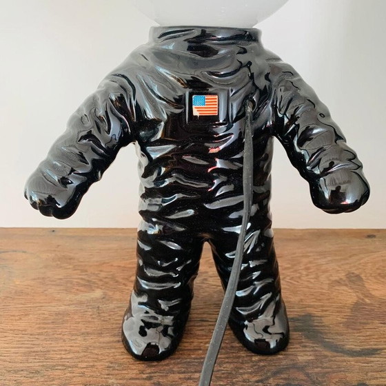 Image 1 of Vintage astronautenlamp van zwart keramiek, 1980