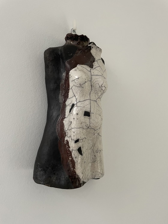 Image 1 of Uniek Beeld Vrouwelijke Torso - Raku, Keramiek, Gesigneerd