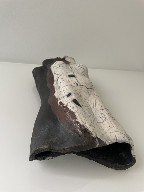 Image 1 of Uniek Beeld Vrouwelijke Torso - Raku, Keramiek, Gesigneerd