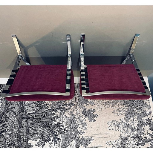 Paar vintage Joker fauteuils in chroomstaal van Olivier Mourgue voor Airborne International, 1970