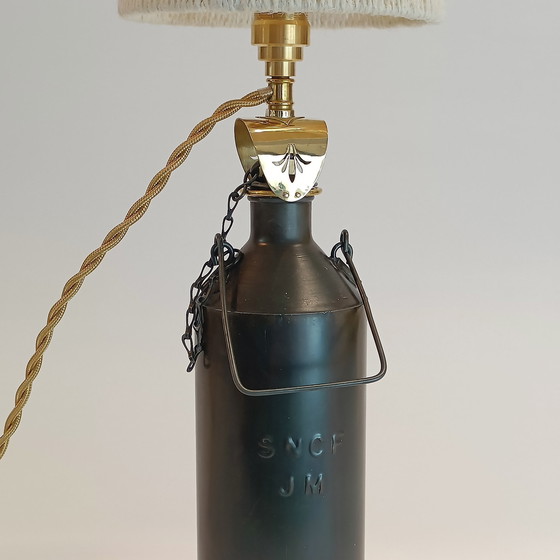 Image 1 of Lamp Bidon Sncf - Uniek Artisanaal Kunstwerk En Laiton