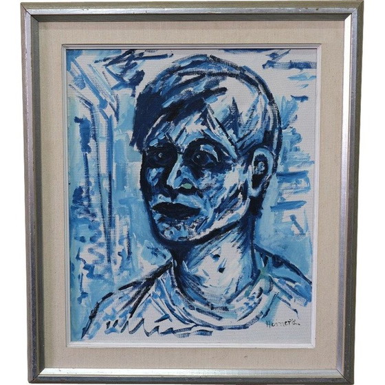 Image 1 of Vintage olieverf portretschilderij op canvas door Erik Heinertz, Zweden 1960