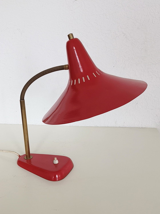 Image 1 of Vijftiger Jaren Rode Heksenhoed Bureaulamp 