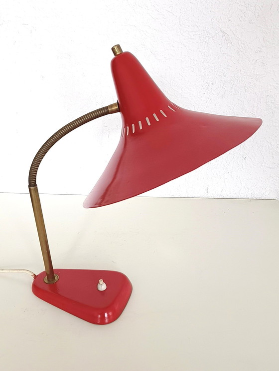 Image 1 of Vijftiger Jaren Rode Heksenhoed Bureaulamp 