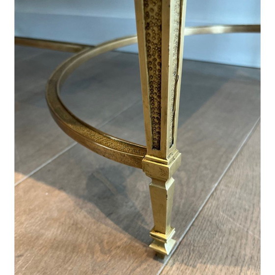 Image 1 of Vintage bronzen salontafel met zwart Portor marmeren blad, Frankrijk 1940