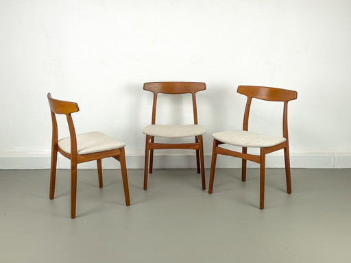 Teakhouten eetkamerstoelen van Henning Kjaernulf voor Bruno Hansen, jaren 1960, set van 3