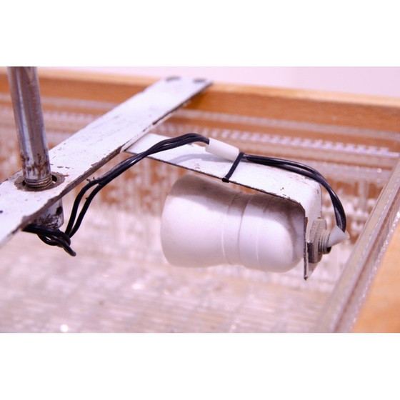 Image 1 of Vintage hanglamp van glas en chroom, Tsjechoslowakije 1970