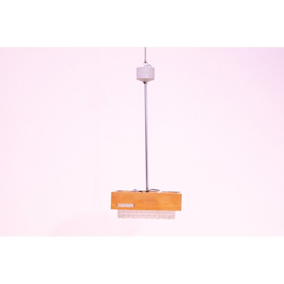 Image 1 of Vintage hanglamp van glas en chroom, Tsjechoslowakije 1970