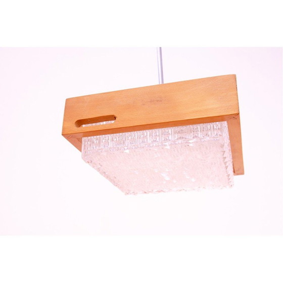 Image 1 of Vintage hanglamp van glas en chroom, Tsjechoslowakije 1970