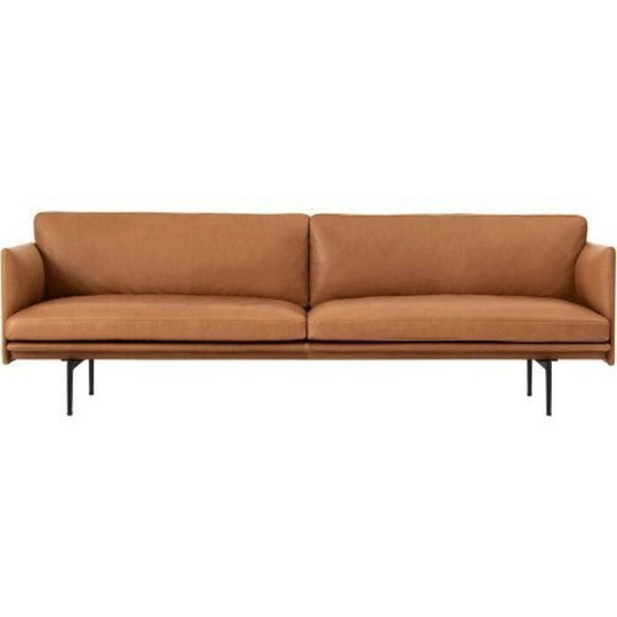 Image 1 of Muuto Outline 3-Sits Bank Silk Leather Cognac