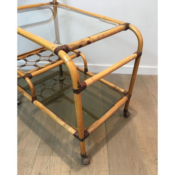 Image 1 of Rotan en leren vintage kar, Frankrijk 1950