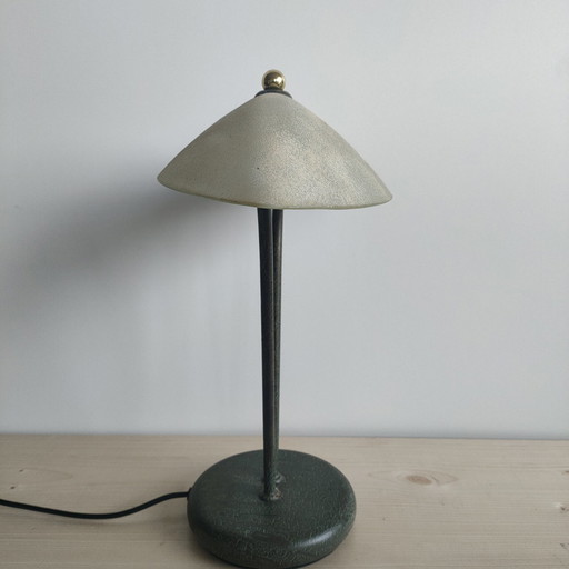 Vintage Italiaanse Tafellamp bureaulamp (Gezandstraald Glas)