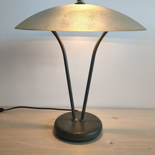 Vintage Italiaanse Tafellamp bureaulamp (Gezandstraald Glas)