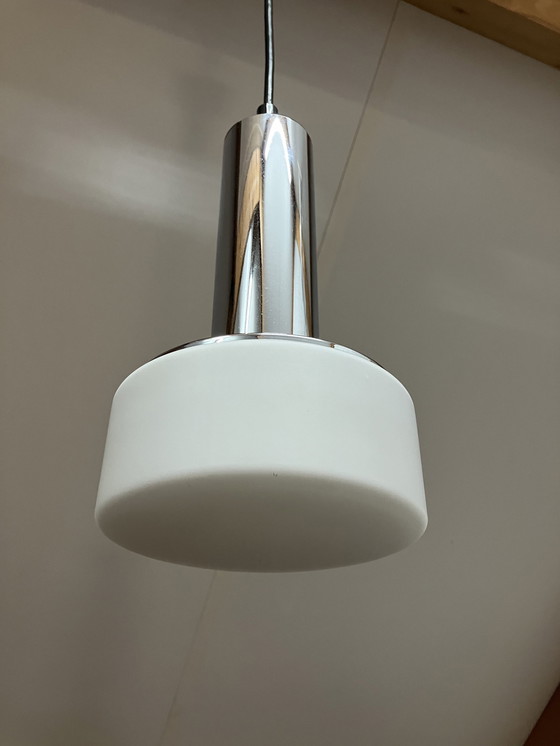 Image 1 of Staff Germany Vintage Design Hanglamp, Chroom En Melkglas