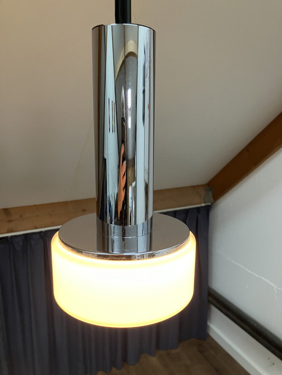 Image 1 of Staff Germany Vintage Design Hanglamp, Chroom En Melkglas