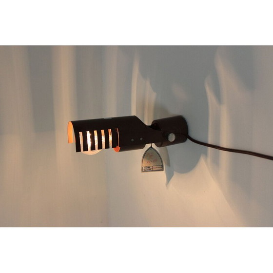 Image 1 of Vintage bruine metalen wandlamp van Elektroinstala Děčín, Tsjecho-Slowakije 1980