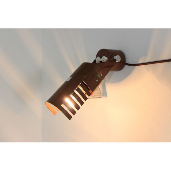 Image 1 of Vintage bruine metalen wandlamp van Elektroinstala Děčín, Tsjecho-Slowakije 1980