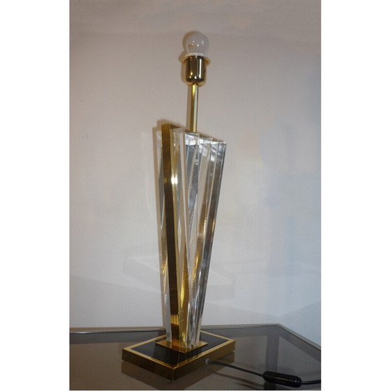 Image 1 of Lamp van plexiglas en messing uit de Mid Century - jaren 1970