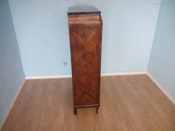 Image 1 of Antieke Lodewijk XVI Franse secretaire met messing applicatie